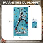 Serviette de sport personnalisée avec silhouette et nom - Séchage rapide pour escalade de bloc - Cadeau anniversaire pour homme et femme