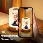 Personalisiertes Nachtlicht mit Cartoon-Figur nach Foto & Wunschtext | Dimmbar | 15h Akku | Schlafzimmerdeko | Geburtstag Geschenk für Kinder Familie