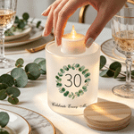 Personalized Eucalyptus Leaves Candle Holder with LED Candle and Text Table Decor Birthday Anniversary Gift for Friends Family Lovers