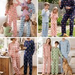 Personalized Face Photo Hearts Lips Multicolor Soft Long Sleeve Pajama Matching Set Christmas Birthday Gift for Family Kids Men Women