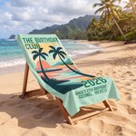 Personalized Palm Tree Beach Sunset Soft Quick Dry Beach Towel with Name and Text Beach Party Birthday Gift for Best Friends Couple Besties