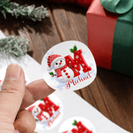Personalised Cute Snowman Initial Waterproof Stickers with Name Christmas Party Gift for Family Kids