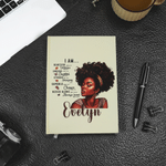 Personalised Black Woman Hardcover A5 Journal Notebook with Name Daily Journaling Birthday Gift for Black Girls Women