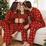 Personalized Face Photo Hearts Lips Multicolor Soft Long Sleeve Pajama Matching Set Christmas Birthday Gift for Family Kids Men Women