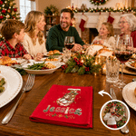 Personalised Photo Christmas Theme Design 100% Cotton Red Table Napkin with Name Table Decor Christmas Gift for Family Friend