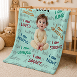 Personalized 3D-Effect Artwork Cartoon Character Photo Soft Throw Blanket with Name Home Decor Encouragement Birthday Gift for Family Kids