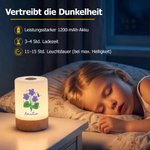 Personalisiertes Geburtsblumen Nachtlicht mit Namen | Touch-Steuerung | 15h Akku | Schlafzimmerdeko | Geburtstag Geschenk für Familie Freunde & Kinder