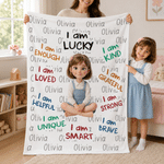Personalized 3D-Effect Artwork Cartoon Character Photo Soft Throw Blanket with Name Home Decor Encouragement Birthday Gift for Family Kids