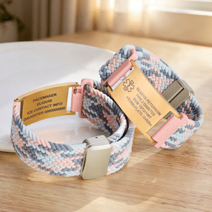 Personlig armbånd med ID-merke for medisinsk nødalarm via SMS, med justerbar rem og magnetlås – en nyttig gave i nødsituasjoner for personer med diabetes, allergi eller autisme