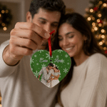 Personalised Multicolour Snowflake Heart Grid Photo Ceramic Christmas Ornament with Name Tree Decor Christmas Gift for Couple