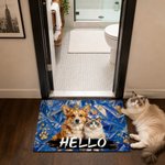 Personalized Graffiti Art Oil Painting Dog Cat Photo Anti‑Slip Welcome Doormat with Name Home Decor Housewarming Gift for Pet Lovers