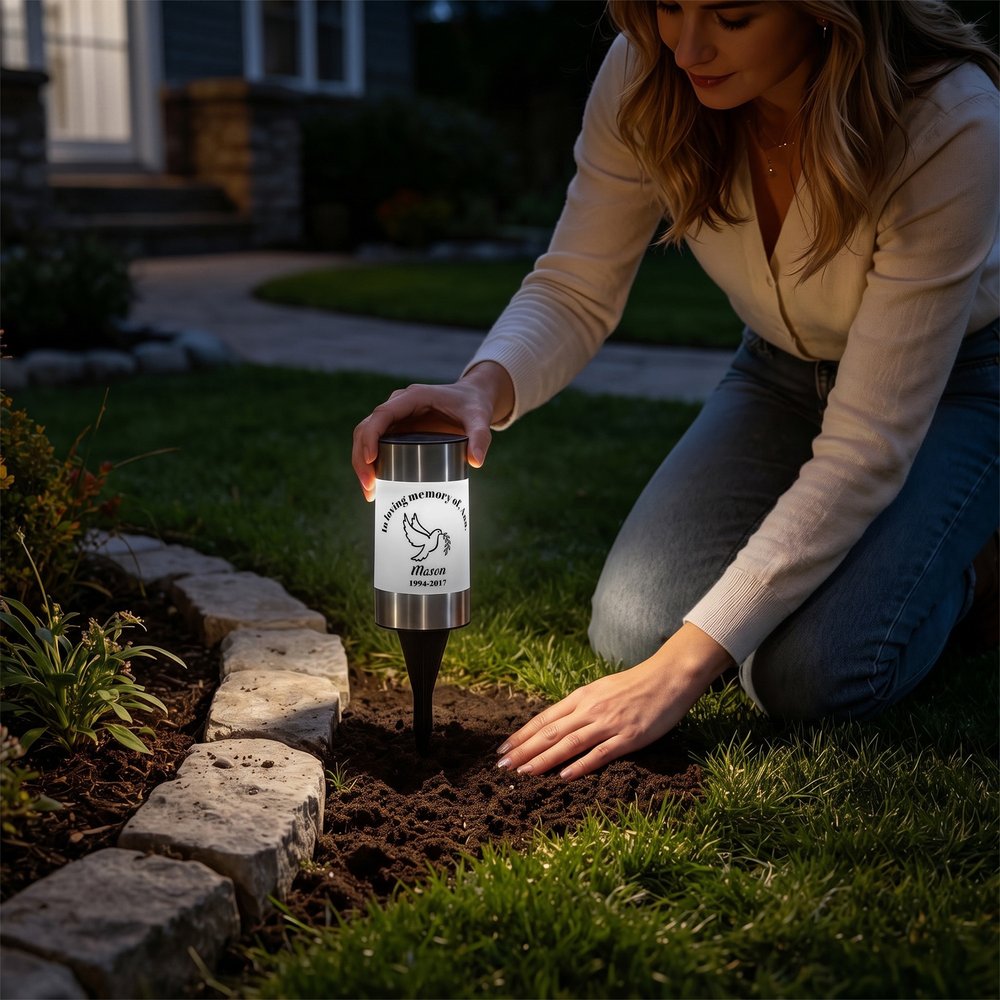 Personalized Exquisite Pigeon Butterfly Floral Solar Garden Light with Name and Text Cemetery Garden Memorial Gift for Bereaved Families 6