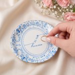 Personalized Exquisite Toile De Jouy Style Jewellery Dish with Initials and Date Anniversary Engagement Wedding Gift for Couple