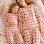 Personalized Face Photo Hearts Lips Multicolor Soft Long Sleeve Pajama Matching Set Christmas Birthday Gift for Family Kids Men Women