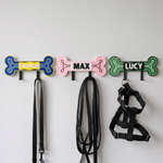 Personalised 3D Printed Bone-Shaped Pet Leash Holder with Name Home Entryway Decor Walk the Dog Birthday Gift for Pet Lovers