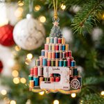 Personalized 3D-Effect Artwork Christmas Theme Sewing Acrylic Ornament with Name and Year Home Decor Christmas Gift for Sewing Lover Craftsman
