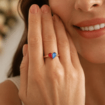 Personalized Heart Double Birthstones Sterling Silver Ring with Engraved Text Dainty Jewellery Birthday Anniversary Gift for Women