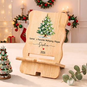 Personalized Christmas Tree Mahjong Love Heart Phone Holder with Name Year and Text Daily Use Birthday Christmas Gift for Family Mahjong Lover