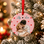Personalised Multicolour Snowflake Heart Grid Photo Ceramic Christmas Ornament with Name Tree Decor Christmas Gift for Couple