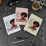Personalised Black Woman Hardcover A5 Journal Notebook with Name Daily Journaling Birthday Gift for Black Girls Women