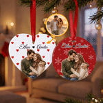 Personalised Multicolour Snowflake Heart Grid Photo Ceramic Christmas Ornament with Name Tree Decor Christmas Gift for Couple