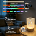 Personalised Birth Flower Pearl Effect Initial Dimmable Touch Control Rechargeable Night Light with Name Birthday Housewarming Gift for Family Friends