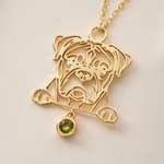 Personalised Dog Breed Silhouette Birthstone Necklace with Name Dainty Jewellery Birthday Anniversary Gift for Dog Pet Lovers
