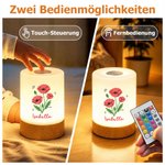 Personalisiertes Geburtsblumen Nachtlicht mit Namen | Touch-Steuerung | 15h Akku | Schlafzimmerdeko | Geburtstag Geschenk für Familie Freunde & Kinder