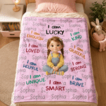Personalized 3D-Effect Artwork Cartoon Character Photo Soft Throw Blanket with Name Home Decor Encouragement Birthday Gift for Family Kids