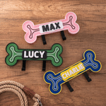 Personalised 3D Printed Bone-Shaped Pet Leash Holder with Name Home Entryway Decor Walk the Dog Birthday Gift for Pet Lovers