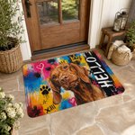 Personalized Graffiti Art Oil Painting Dog Cat Photo Anti‑Slip Welcome Doormat with Name Home Decor Housewarming Gift for Pet Lovers