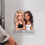 Gepersonaliseerde 3D-achtige fotomagneet voor op de koelkast met personage-illustratie en tekst – woondecoratie, vrijgezellenfeest, vriendschapscadeau voor beste vrienden