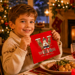 Personalised Photo Christmas Theme Design 100% Cotton Red Table Napkin with Name Table Decor Christmas Gift for Family Friend