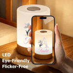 Personalised Birth Flower Pearl Effect Initial Dimmable Touch Control Rechargeable Night Light with Name Birthday Housewarming Gift for Family Friends