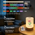 Personalisiertes Geburtsblumen Nachtlicht mit Namen | Touch-Steuerung | 15h Akku | Schlafzimmerdeko | Geburtstag Geschenk für Familie Freunde & Kinder