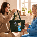 Personalised Birth Flower Cartoon Pregnant Mother Large Capacity Corduroy Tote Bag with Name Baby Shower Birthday  Gift for New Mum