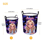 Personalised Shimmering Butterfly 3D-Style Art Photo Large Capacity Storage Laundry Basket with Name and Handles Daily Use Birthday Gift for Kids