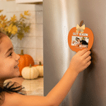 Personalized Pumpkin-Shaped Fall Pattern Photo Fridge Magnet with Quote and Text Home Decor Autumn Holiday Thanksgiving Gift for Family Friends