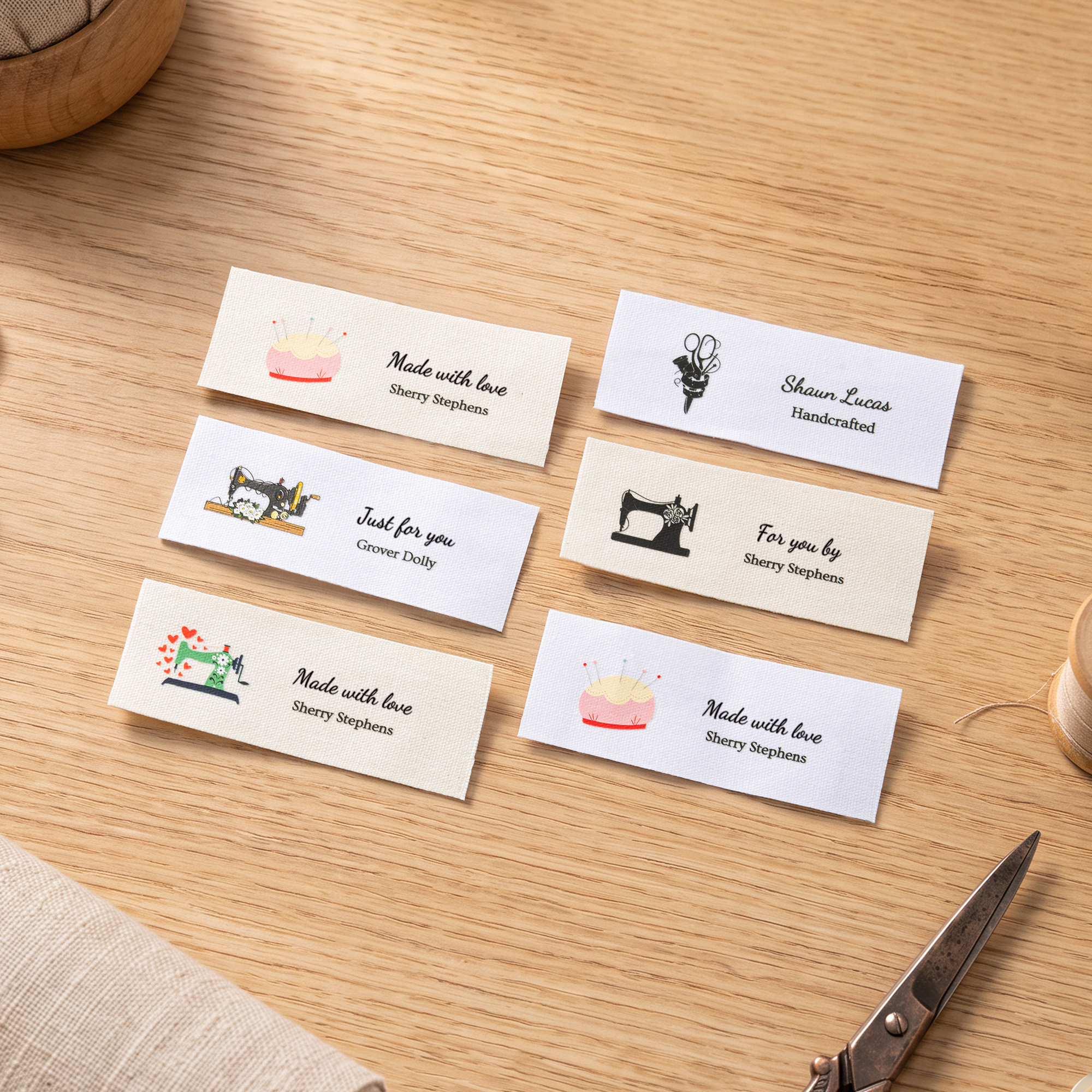 Individuell gestaltetes Näh-Motiv-Etikett aus 100 % Baumwolle mit Text – für den täglichen Gebrauch, als Geburtstagsgeschenk für Strickbegeisterte und DIY-Fans
