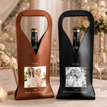Personalized Photo PU Leather Protective Wine Bag with Name and Handle Wine Accessories  Wedding Anniversary Gift for Bridesmaids Besties