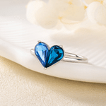 Personalized Heart Double Birthstones Sterling Silver Ring with Engraved Text Dainty Jewellery Birthday Anniversary Gift for Women