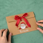 Bonhomme de Neige Personnalisé Père Noël Arbre de Noël 2 Pcs Enveloppe Argent avec Ruban et Nom Cadeau de Noël pour Enfants Amis