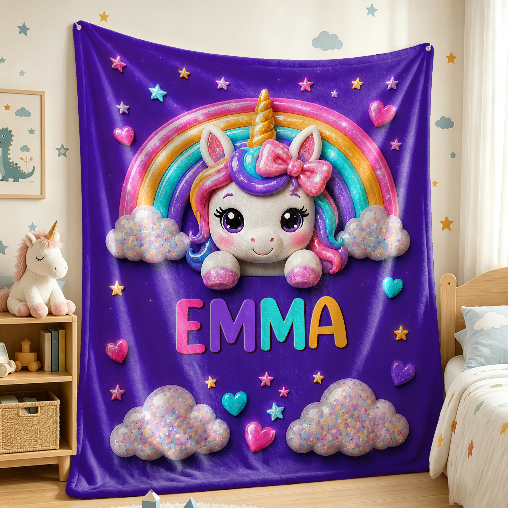Individuell gestaltete Kuscheldecke mit 3D-Effekt, Motiv „Sport, Rakete, Ballett, Fantasie, Einhorn“, mit Namen, für den täglichen Gebrauch, Geburtstagsgeschenk für Jungen und Mädchen