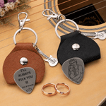 Personalised I'll Always Pick You Black Line Style Photo Guitar Pick Keychain with Name and Pouch Birthday Anniversary Gift for Guitarist Couple