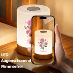 Personalisiertes Geburtsblumen Nachtlicht mit Namen | Touch-Steuerung | 15h Akku | Schlafzimmerdeko | Geburtstag Geschenk für Familie Freunde & Kinder