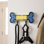 Personalised 3D Printed Bone-Shaped Pet Leash Holder with Name Home Entryway Decor Walk the Dog Birthday Gift for Pet Lovers