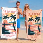 Personalized Palm Tree Beach Sunset Soft Quick Dry Beach Towel with Name and Text Beach Party Birthday Gift for Best Friends Couple Besties