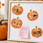 Personalized Pumpkin-Shaped Fall Pattern Photo Fridge Magnet with Quote and Text Home Decor Autumn Holiday Thanksgiving Gift for Family Friends
