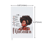 Personalised Black Woman Hardcover A5 Journal Notebook with Name Daily Journaling Birthday Gift for Black Girls Women