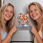 Gepersonaliseerde 3D-achtige fotomagneet voor op de koelkast met personage-illustratie en tekst – woondecoratie, vrijgezellenfeest, vriendschapscadeau voor beste vrienden